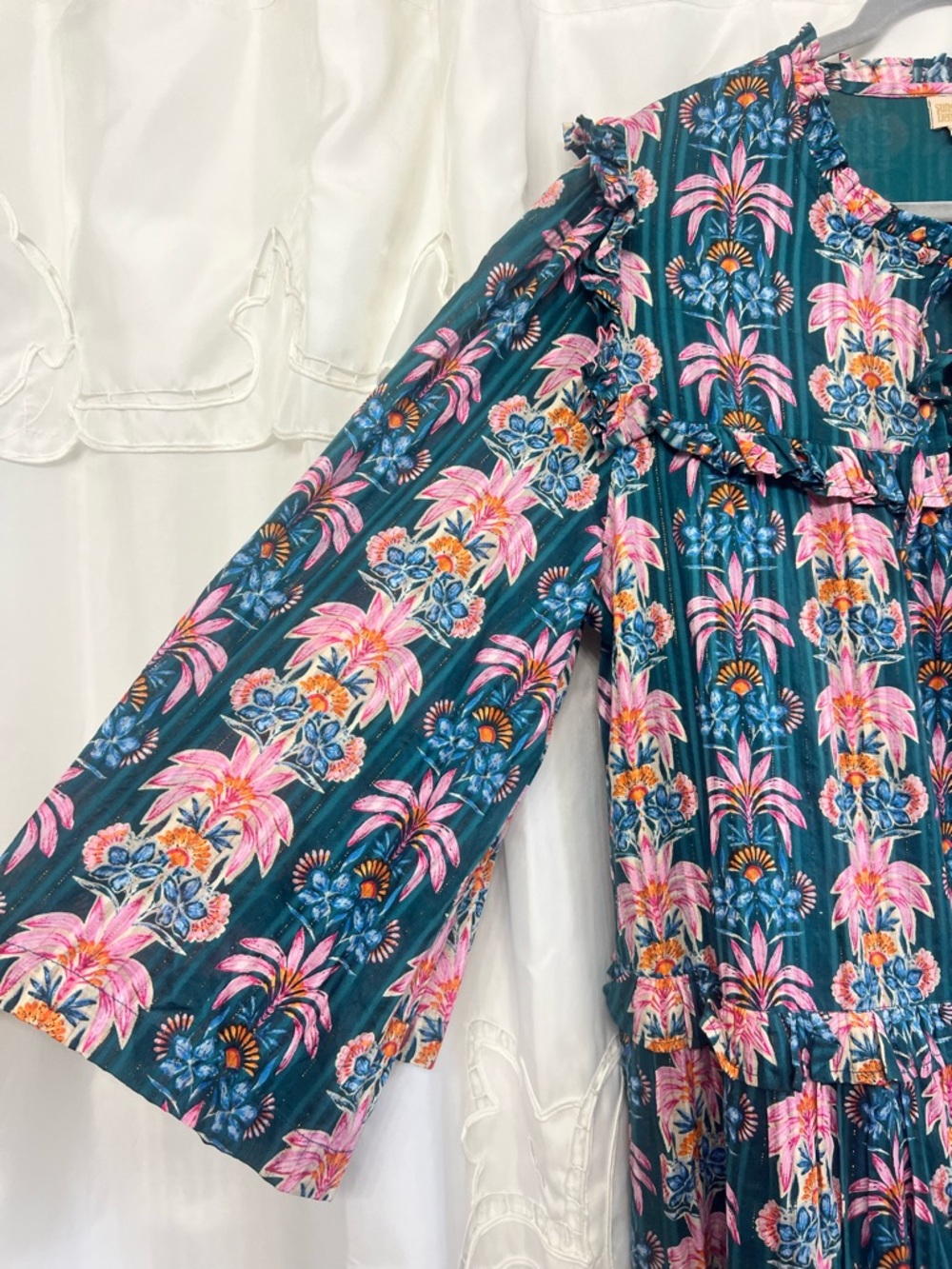 Sunshine Tienda Palm Royale Paradise Maxi Dress XL NWOT Cotton Lurex - Picture 8 of 16